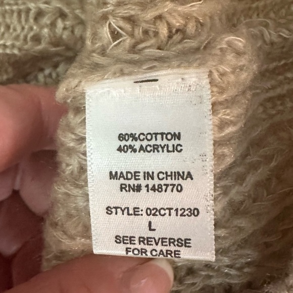 Sienna Sky beige tan NWT sweater Large Off the Shoulder - Picture 6 of 6